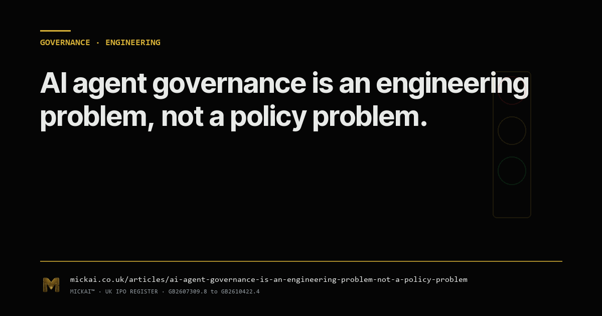 AI agent governance is an engineering problem, not a policy problem. Prompt injection, data poisoning, action hijacking, and the case for verifiable substrate.