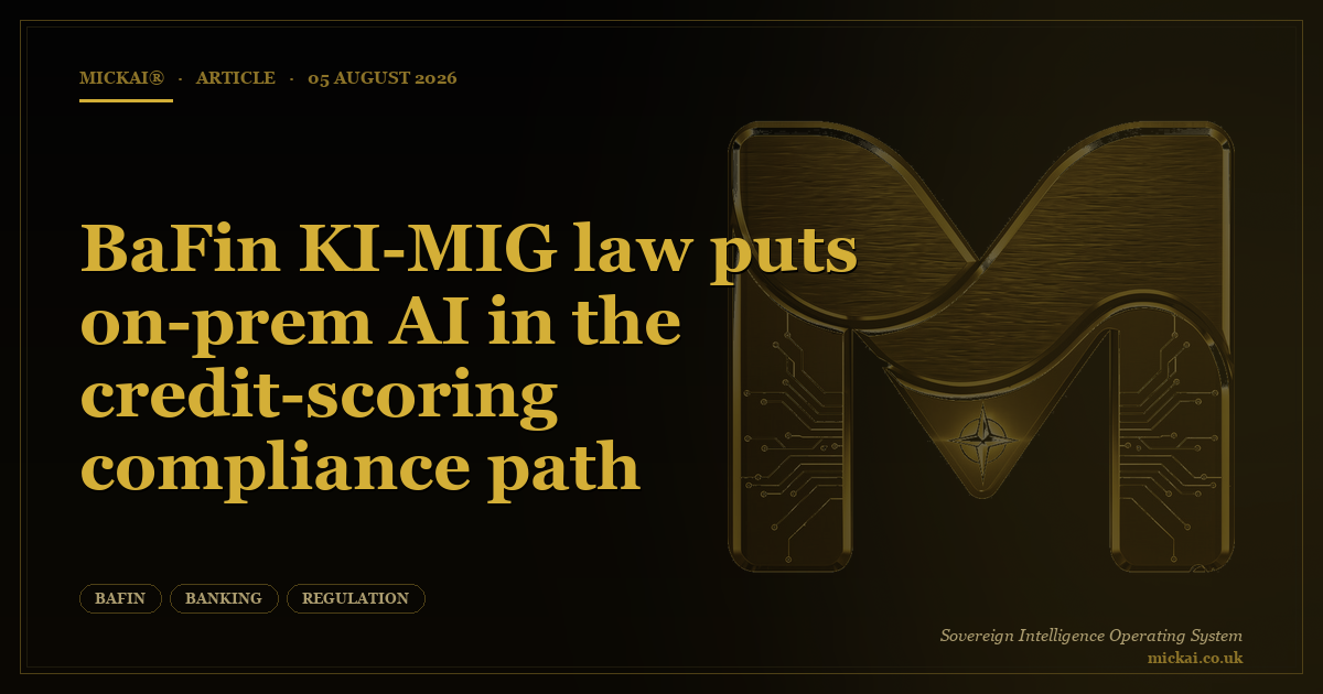 BaFin KI-MIG law puts on-prem AI in the credit-scoring compliance path