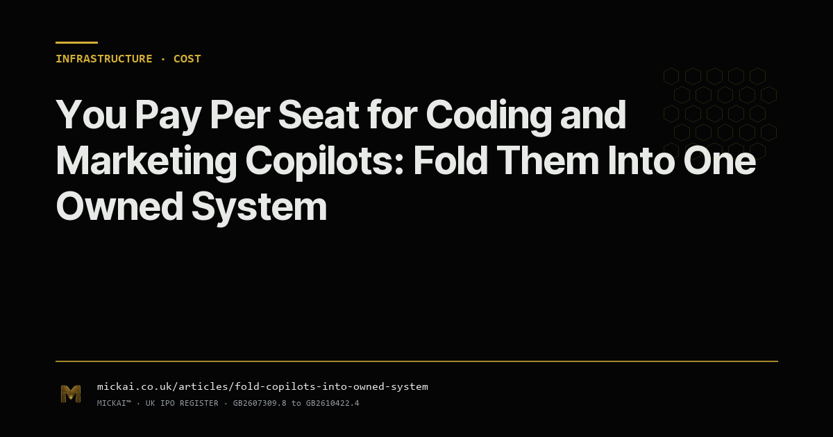You Pay Per Seat for Coding and Marketing Copilots: Fold Them Into One Owned System