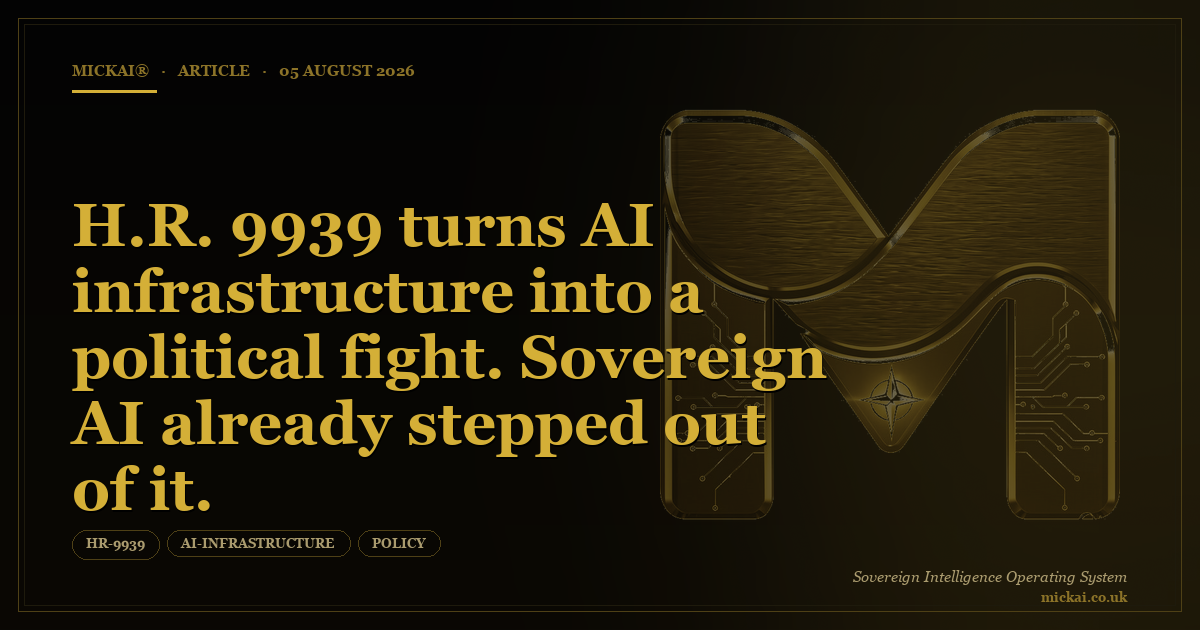 H.R. 9939 turns AI infrastructure into a political fight. Sovereign AI already stepped out of it.