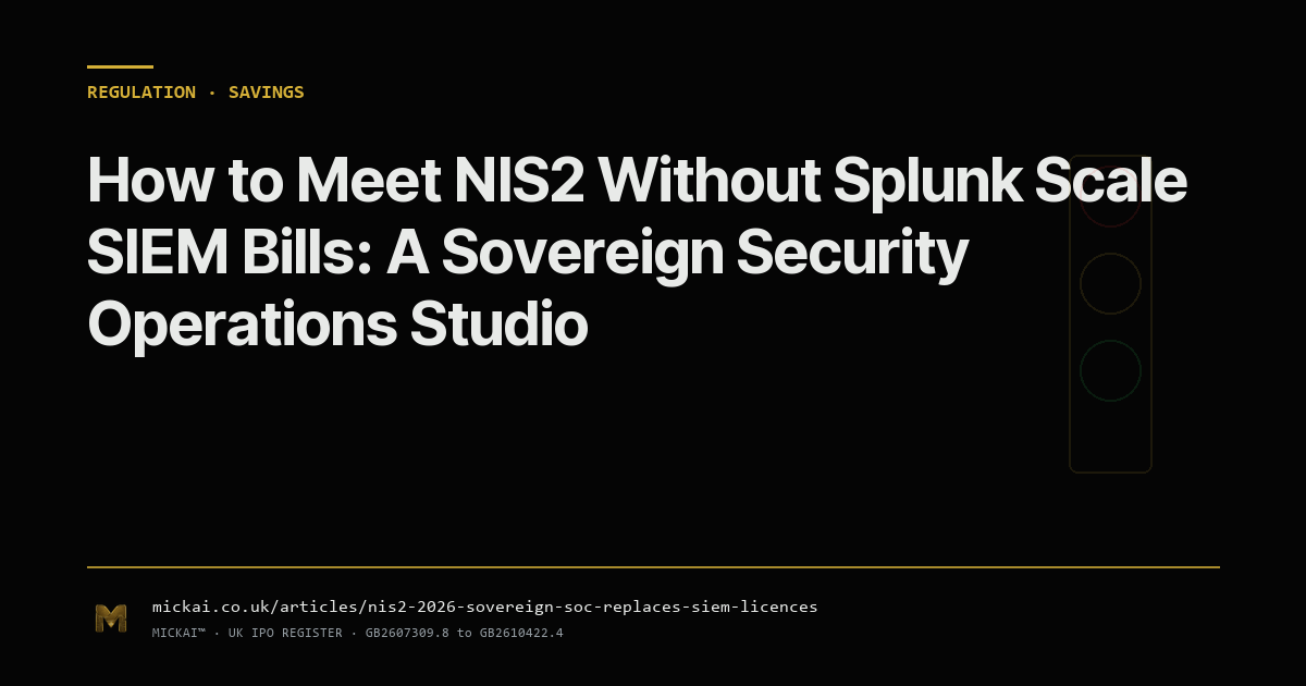How to Meet NIS2 Without Splunk Scale SIEM Bills: A Sovereign Security Operations Studio