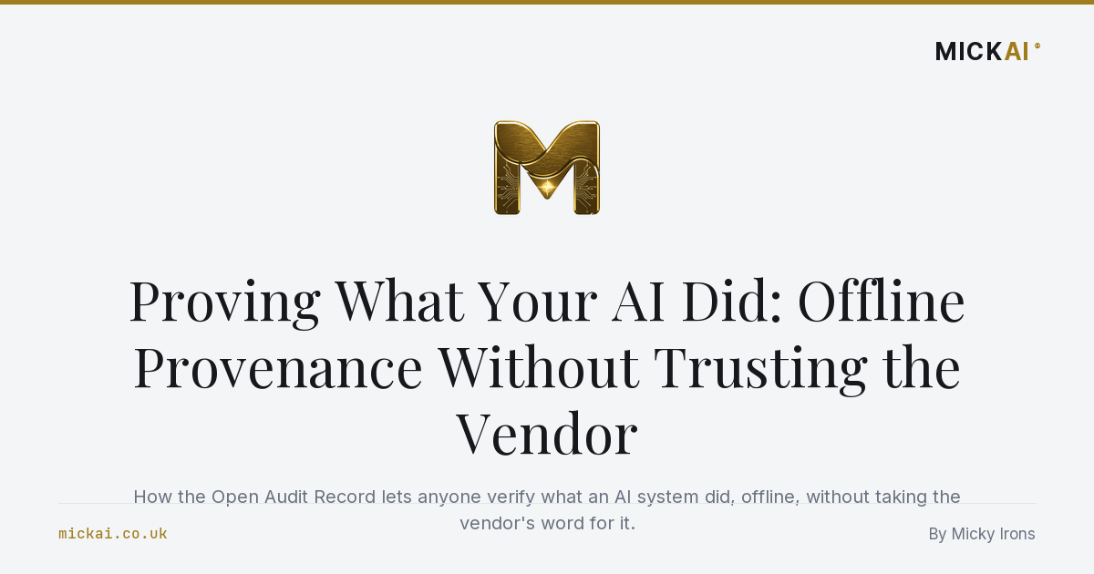 Proving What Your AI Did: Offline Provenance Without Trusting the Vendor