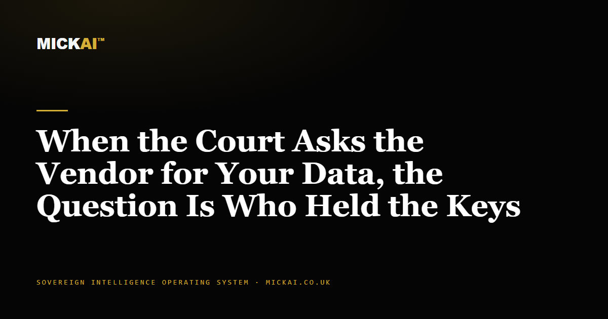When the Court Asks the Vendor for Your Data, the Question Is Who Held the Keys